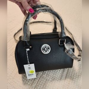 Christian Lacroix Black Barrel Style Handbag Purse Top Handle Crossbody NWT $98